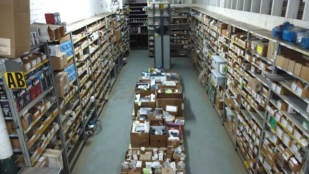 room full of boxes and supplies
